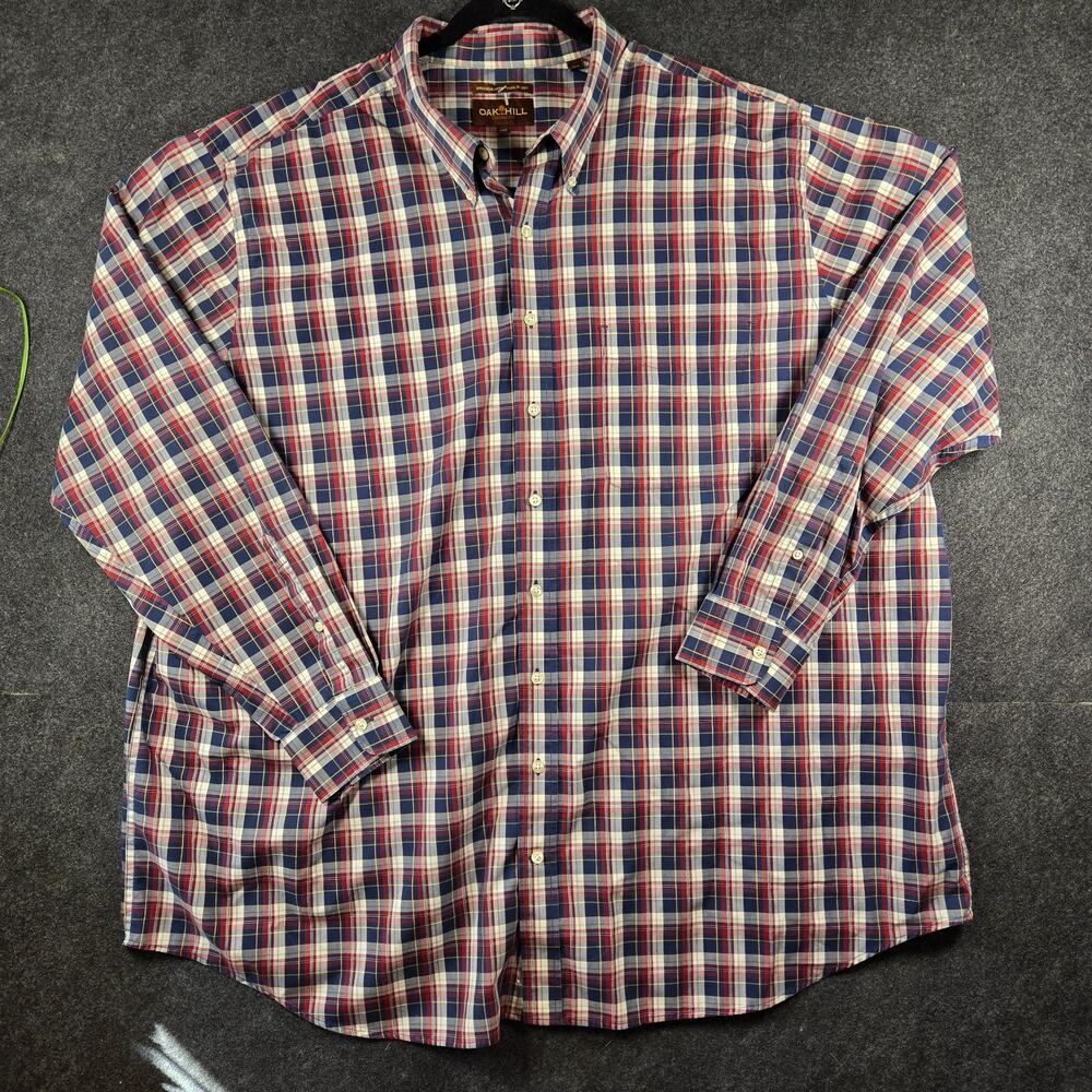 Oak Hill Button Down Shirt Men's 3XLT Plaid Cotton Wrinkle Free Cool & Dry NWOT